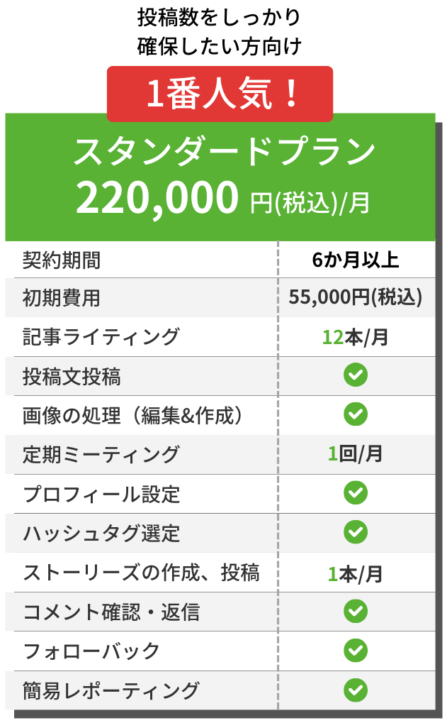 SNS運用代行　スタンダードプラン